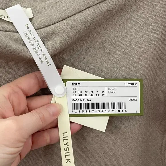 NWT Lilysilk Mottled Silk Wool A Line Skirt Pebble 16 - Picture 10 of 16